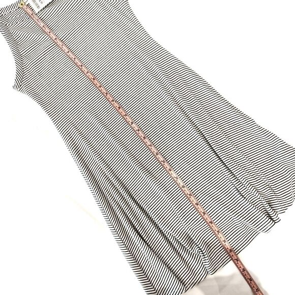 NWT Monteau Black & White Striped Rib Knit MIDI Dress Size Medium - Picture 6 of 6